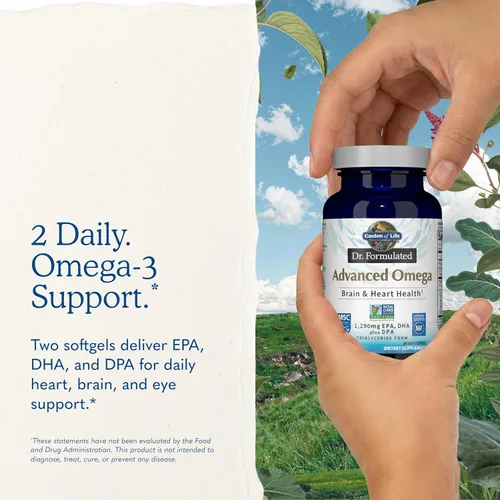 Miniatura 8 de Garden of Life Aceite de pescado omega avanzado formulado por el Dr. - Limón, 1,290 mg de EPA, DHA + DPA en forma de triglicéridos, suplemento Omega