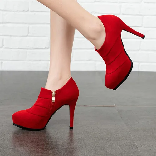 Miniatura 2 de Botines de tacón alto para mujer, con plataforma, tacón de aguja, puntera puntiaguda, con cremallera, zapatos