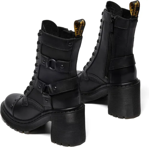 Miniatura 3 de Dr. Martens Botas de cuero con tiras y tacón ancho estilo flare para mujer Chesney