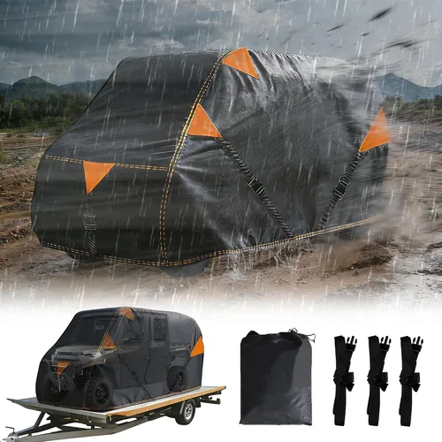 QYMOTO Funda para UTV 900D de 4 a 6 plazas, almacenamiento al aire libre, a prueba de agua, con 3 correas ajustables a prueba de viento para Can Am