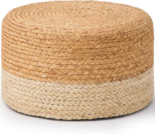 Miniatura 8 de Wimarsbon Puf redondo otomano, reposapiés tejido a mano natural, puf rústico de salón, taburete bohemio Pous, mesa decorativa o asiento