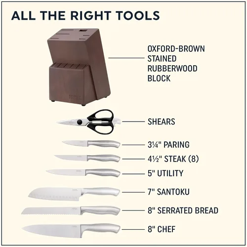 Miniatura 3 de Chicago Cutlery Insignia - Juego de cuchillos de cocina (13 piezas) con bloque de madera, asas contorneadas y tijeras de acero inoxidable afilado