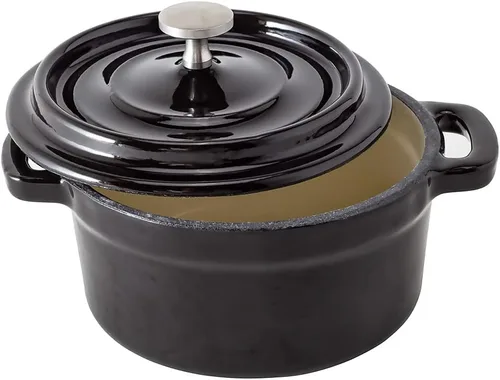 Miniatura 8 de Restaurantware Mini cacerola de 8 onzas, 1 mini horno holandés con tapa, esmaltado redondo de hierro fundido negro, mini cocotte resistente