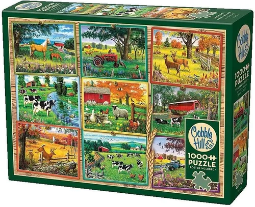Miniatura 2 de Cobble Hill - Rompecabezas de 1000 piezas, postales de la granja, póster de muestra incluido