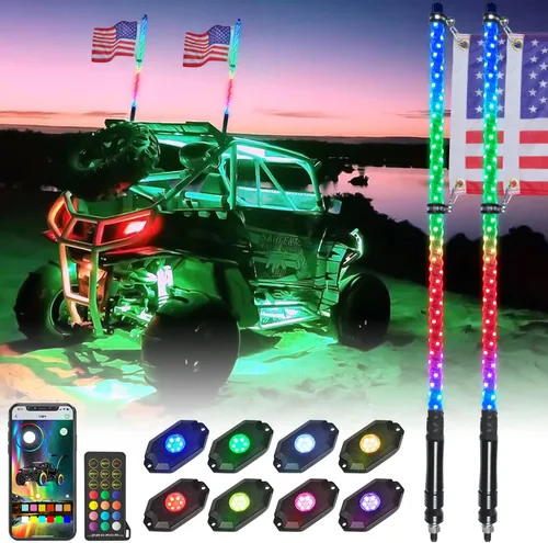 Miniatura 10 de OHMU Kit de 2 luces LED de látigo de 3 pies y luces de roca de 3ª