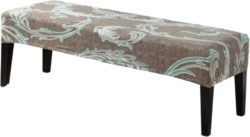 Miniatura 9 de CRFATOP Funda de cojín rectangular estampada para banco de comedor, elástica, extraíble y lavable, protector de banco tapizado para comedor, sala