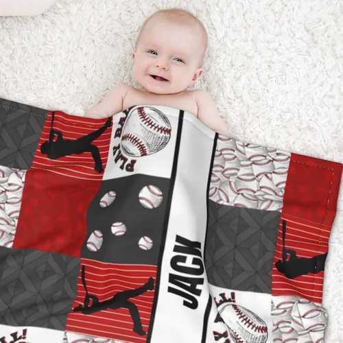 Miniatura 2 de Manta de bebé personalizada para niños y niñas, manta de bebé personalizada con nombre, manta de bebé suave personalizada con nombre, manta roja