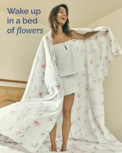 Miniatura 2 de Juego de sábanas florales - Juego de sábanas florales con rosas - 1 sábana encimera, 1 sábana bajera y 1 funda para almohada con bolsillos profundos