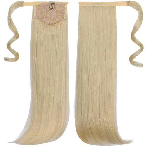 Miniatura 20 de Extensiones de cola de caballo caoba, cola de caballo rizada con clip, 22 pulgadas, 3.5 onzas, extensión de cabello sintético negro, extensión