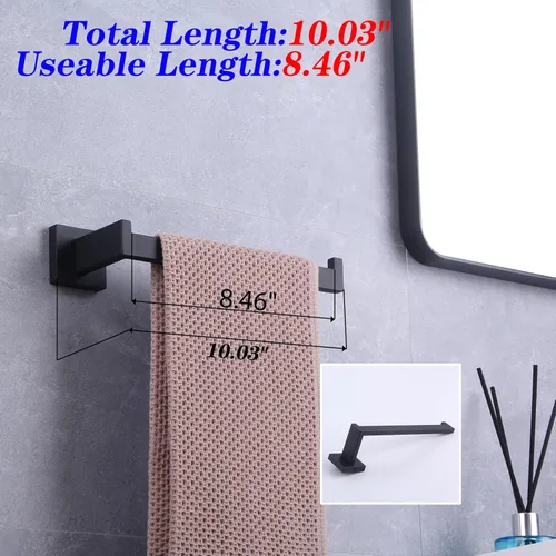 Miniatura 4 de GERZWY Juego de accesorios de baño negro mate SUS304 acero inoxidable ducha de baño conjunto 2 piezas (soporte de papel higiénico toalla anillo)