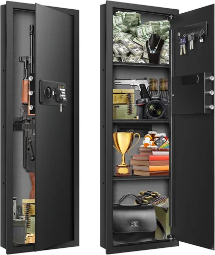 Miniatura 11 de Cajas fuertes de pared de 17.72 pulgadas de alto entre los pernos con compartimento inferior oculto, caja fuerte oculta resistente con cerradura