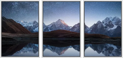 Miniatura 12 de wall26 Lienzo enmarcado para pared, juego de arte de noche estrellada sobre montañas, cielo nocturno tranquilo, naturaleza, desierto, fotografía
