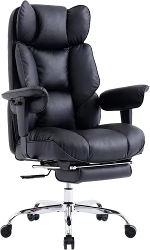 Miniatura 13 de Efomao Silla de Oficina Grande y Alta 400lbs - Sillas de Oficina Ejecutivas con Reposapiés, Silla de Computadora de Cuero PU Resistente