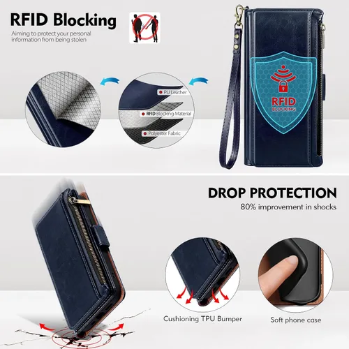 Miniatura 5 de Antsturdy Samsung Galaxy S22 Ultra - Cartera con tarjetero para mujeres y hombres, funda para teléfono Galaxy S22 Ultra 5G, bloqueo RFID, piel