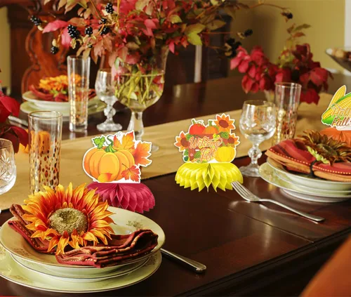 Miniatura 4 de Hying 9 centros de mesa de panal de otoño para mesa, centros de mesa de panal de Acción de Gracias, centros de mesa de hojas de arce de otoño