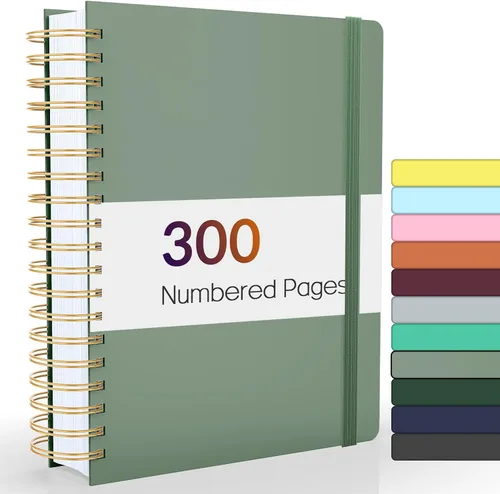 Miniatura 14 de Forvencer Cuaderno rayado en espiral con 300 páginas numeradas, diarios gruesos A5 para escribir con papel de 3.53 oz/m², cuadernos de tapa dura
