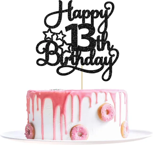 Miniatura 65 de 1 paquete de decoración de pastel de feliz 15 cumpleaños, topper de pastel dorado con purpurina Mis Quince 15, saludos a 15 años, adorno de pastel