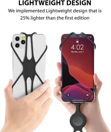 Miniatura 5 de Cordón para llevar teléfono celular + soporte de cuello 2 y protector de teléfono 2 Negro