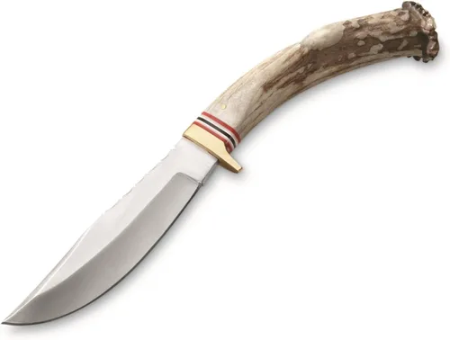 Miniatura 2 de Szco Supplies Inc SS-7030 - Cuchillo de caza al aire libre con mango de ciervo de 10.5 pulgadas con funda de cuero, marrón, SS-7030