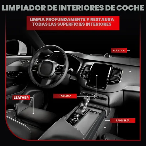 Miniatura 6 de Carfidant Limpiador de interiores de automóvil, removedor de manchas y eliminador de olores, sin acabado de residuos, seguro en cuero, tela