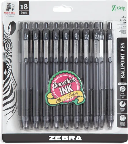 Miniatura 12 de Zebra Pen Z-Grip - Bolígrafo retráctil de punta media, 3/64 pulgadas, tinta negra, 12