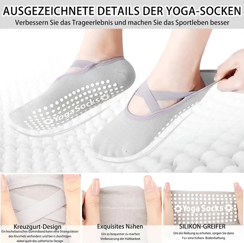 Miniatura 16 de Calcetines de yoga con agarre antideslizante para mujer, talla única, para fitness, deporte, danza de calcetines