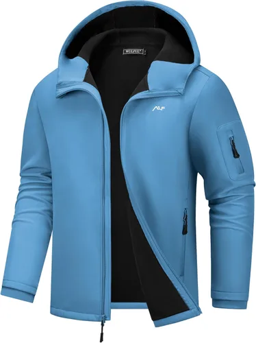Miniatura 8 de WULFUL Chaqueta ligera Softshell para hombre, con forro polar, rompevientos, impermeable, suave, para senderismo al aire libre