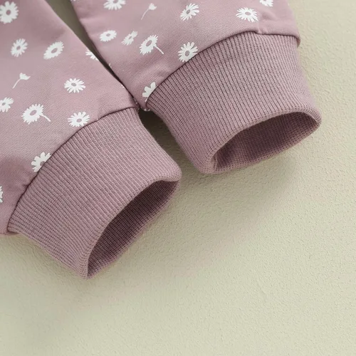 Miniatura 13 de Mandizy Conjunto de ropa de bebé niña otoño 3 6 9 12 18 24 meses sudadera de manga larga y pantalones con estampado floral y diadema