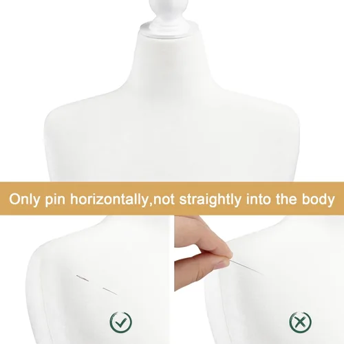 Miniatura 5 de Bonnlo Forma de Vestido Femenino Maniquí Torso Pinchable con Base de Trípode de Madera (Blanco, 14-16)
