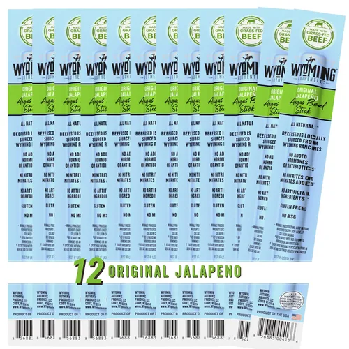 Miniatura 15 de Wyoming Palitos de carne 100% alimentados con pasto – 4 veces cada sabor – Humo de nogal vaquero, jengibre salvaje y jalapeño original – Snacks