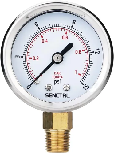 Miniatura 13 de SENCTRL Medidor de presión de 200 psi, tamaño de dial de 2 pulgadas, montaje trasero 1/4 NPT, impermeable, caja de acero inoxidable, para filtro