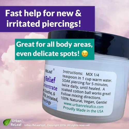 Miniatura 4 de Urban ReLeaf Concentrado de sal marina para aliviar los piercings. Limpia, calma y cura suavemente de forma segura, nuevos piercings irritados