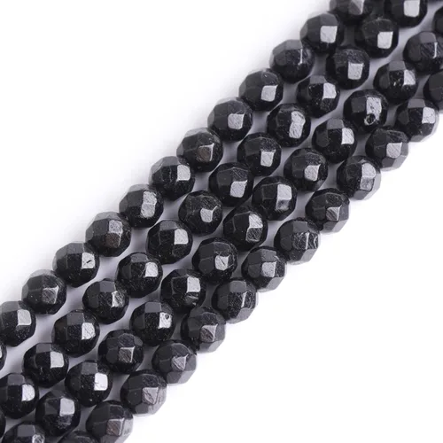 GEM-Inside - Cuentas sueltas de turmalina negra natural de 0.157 pulgadas (0.157 in) facetadas de grado AAA, cuentas de energía de piedra energética
