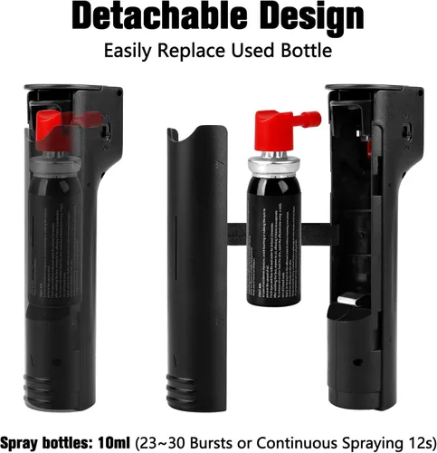 Miniatura 8 de Alarma personal de autodefensa 3 en 1 para mujeres, gel de pimienta y sirena de 130 dB y luces estroboscópicas, tapa de seguridad abatible, cargador