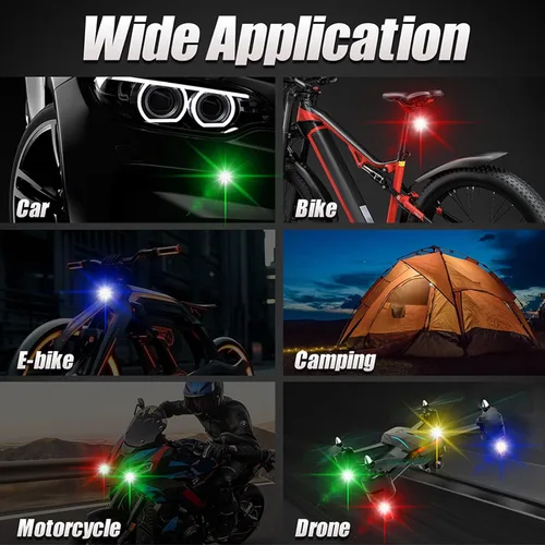 Miniatura 8 de 4 luces estroboscópicas LED inalámbricas, luces LED inalámbricas para automóvil con control remoto, 8 colores, carga USB, IP65, impermeable