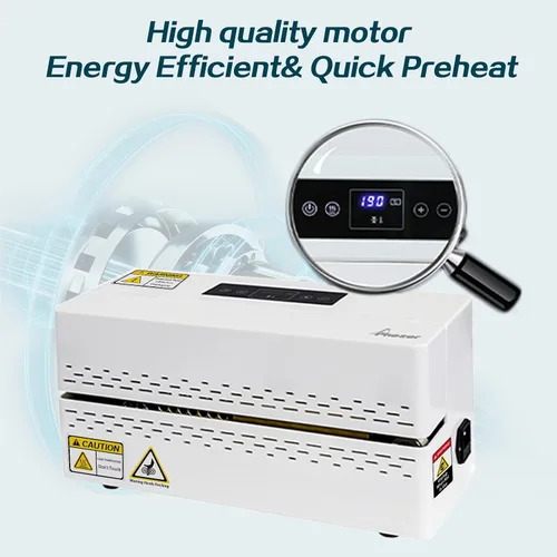 Miniatura 3 de Phezer Máquina de sellado térmico continuo, sellador automático de bolsas de plástico con control digital de temperatura, sellador térmico de banda