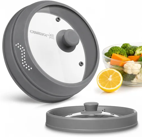 Miniatura 3 de Cubierta antisalpicaduras para microondas para alimentos - Cubierta de plato de vidrio de silicona, ventilada con perilla de agarre de silicona