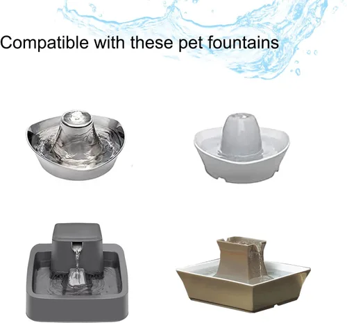 Miniatura 3 de Paquete de 16 filtros de repuesto para fuente de mascotas, 8 filtros de carbono y 8 prefiltros de espuma de repuesto compatibles con múltiples