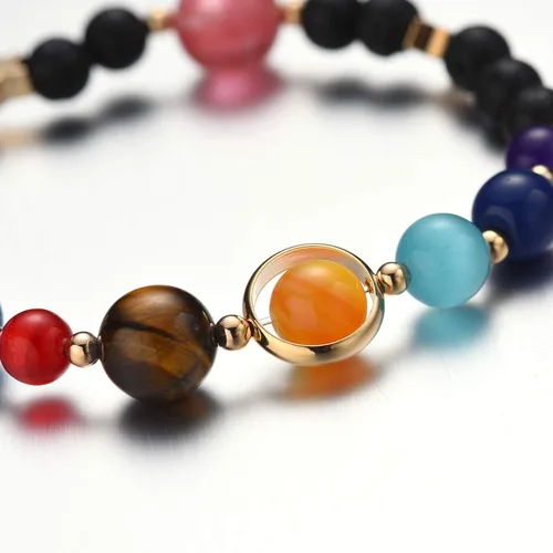 Miniatura 26 de Pulsera de cuentas de piedra para mujer, diseño de galaxia del universo de 8 planetas o 9 planetas en el sistema solar, pulseras de estrella