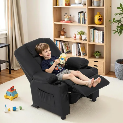 Miniatura 2 de MCombo Sillón reclinable para niños grandes para edades 3+, Silla reclinable para niños, Sillón reclinable para niños pequeños con portavasos, Cuero