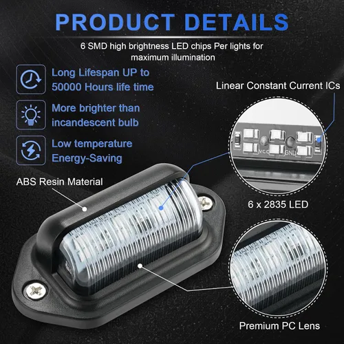 Miniatura 2 de LivTee Luces LED impermeables de 12 V, azul (2 unidades) para RV, cámper, camión, SUV, remolque, camioneta, escalón, cortesía, cúpula, carga, luces