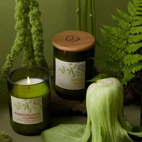 Miniatura 2 de Paddywax Eco Green Collection - Vela de mezcla de cera de soja en tarro de vidrio, aroma a limón Meyer, recipiente verde con tapa de madera, 8 onzas
