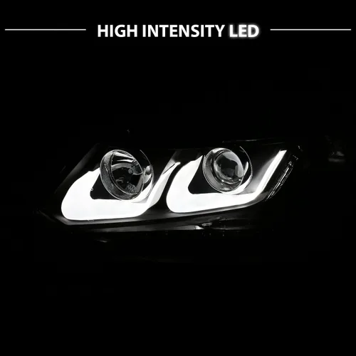 Miniatura 6 de AmeriLite Juego de faros delanteros de repuesto con proyector para Honda Civic Sedan/Coupé, doble barra LED, color negro, lado del pasajero