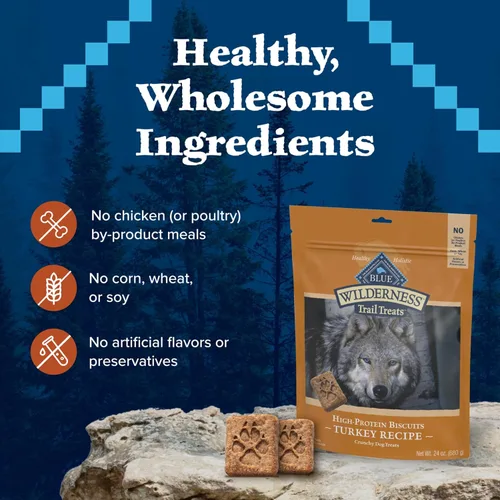 Miniatura 7 de Blue Buffalo Wilderness Trail Treats - Galletas crujientes para perros, sin granos, con alto contenido de proteínas, receta de pavo, bolsa de 24