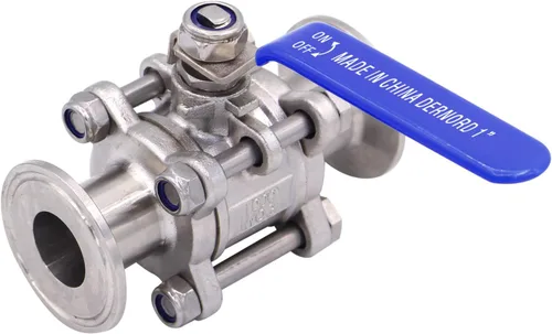 Miniatura 3 de DERNORD Válvula de bola sanitaria de 1 pulgada para trébol de tres abrazaderas de 1.5 pulgadas, acero inoxidable 304, revestimiento de PTFE