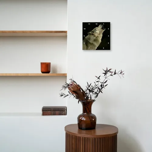 Miniatura 8 de 3dRose DPP_724_1 Reloj de pared de lobo de madera, 10 x 10 pulgadas