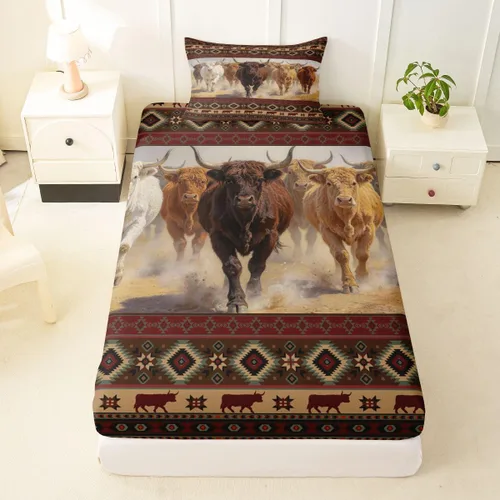 Miniatura 43 de Erosebridal Southwestern - Sábanas de cama bohemias aztecas, tamaño individual, sábanas hippie de cachemira, ropa de cama de estilo exótico, funda