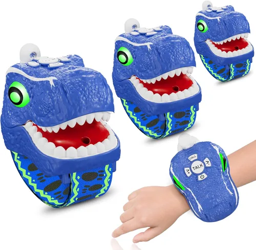 Miniatura 8 de Walkie Talkies de dinosaurio para niños, paquete de 2, equipo de camping, juguetes al aire libre T-Rex para niños de 3 a 12 años de edad, 3 canales