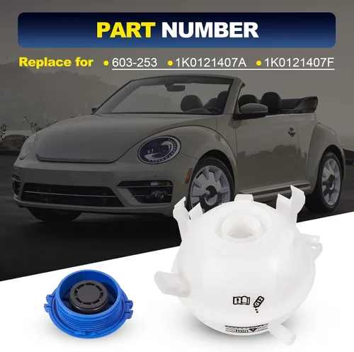 Miniatura 3 de 603-253 Tanque de expansión de recuperación de depósito de refrigerante del motor delantero con tapa compatible con Audi A3 Q3 TT 2006-2019