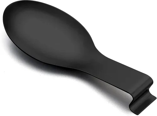 E-far - Soporte para cuchara de acero inoxidable negro mate, soporte para espátula para estufa de cocina, tamaño grande y apto para lavavajillas